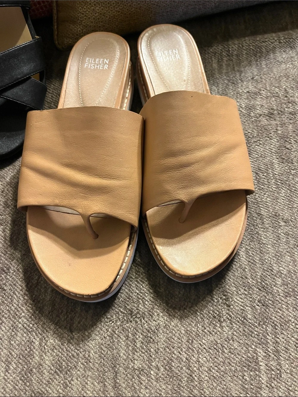 Bundle alert! Naturalizer Black Sandals & Eileen Fisher Tan Slide Sandals
